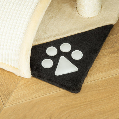 Pawhut Árbol Rascador Para Gatos 2 Niveles Con Poste Tablero Para Rascar Beige_3