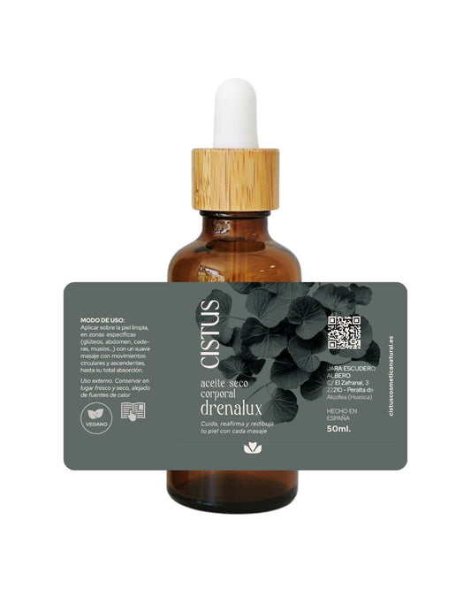 Aceite Seco Corporal Reafirmante, Drenante Y Anticelulítico | Centella Asiática, Fucus Y Licopeno | Drenalux 50 Ml_0