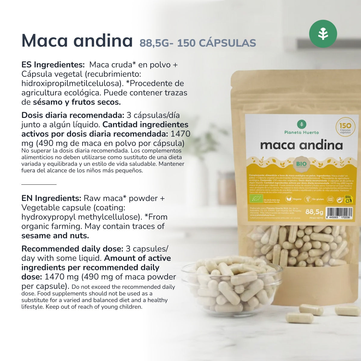 Maca BIO Planeta Huerto 150 Cápsulas