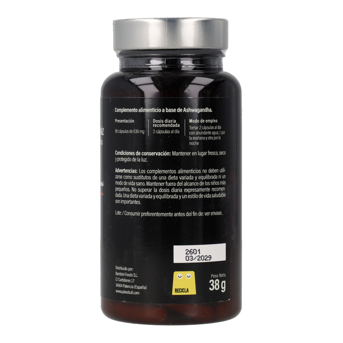 Ashwagandha KSM-66 Paleobull 60 cápsulas