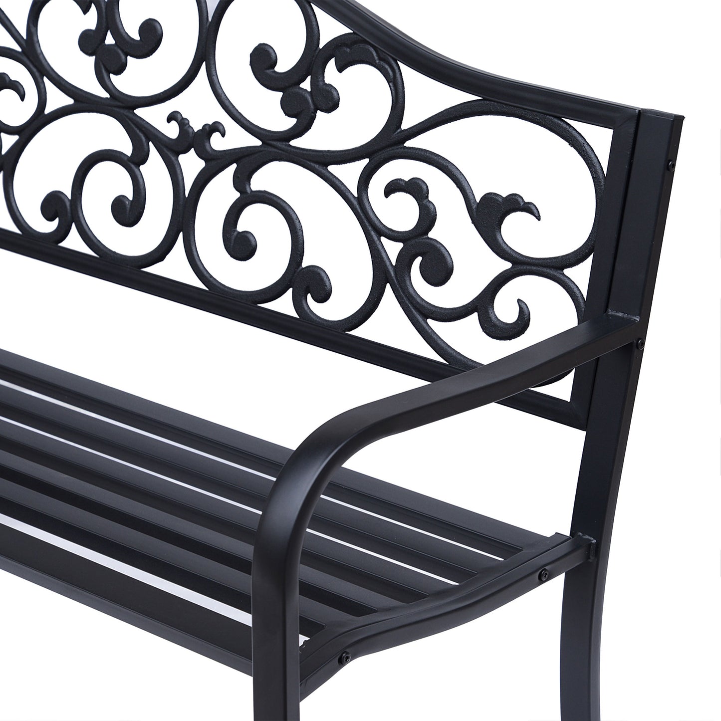 Outsunny Banco De Jardín De Acero Carga 240 Kg Para Patio 127x60x89 Cm Negro_4