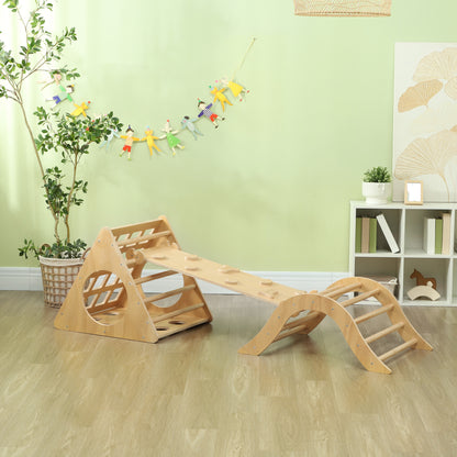 Aiyaplay Triángulo De Escalada De Madera 8 En 1 175x59,5x60 Cm Natural_1