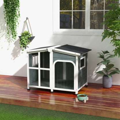 Pawhut Caseta Para Perros Pequeños De Madera 101x66,5x70,5 Cm Gris Oscuro_1