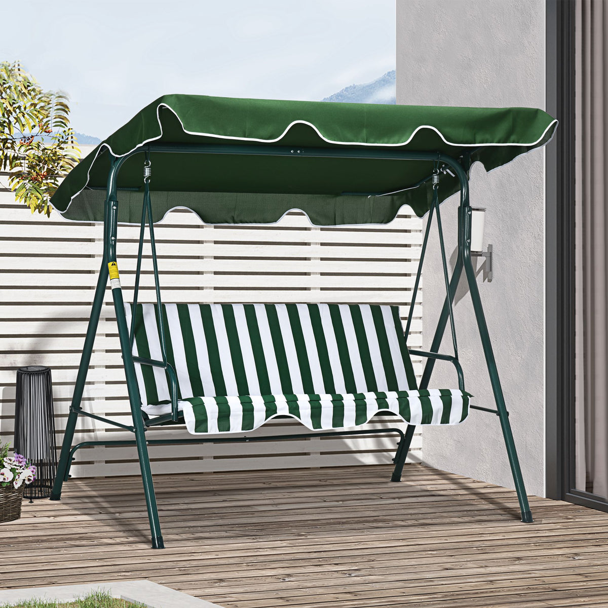 Columpio De Jardín Outsunny 172x110x153 Cm Verde_1