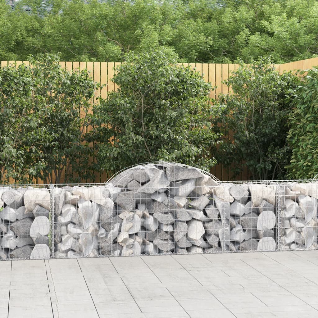 Cestas De Gaviones 14 Uds Forma De Arco Hierro 200x50x60/80 Cm_1