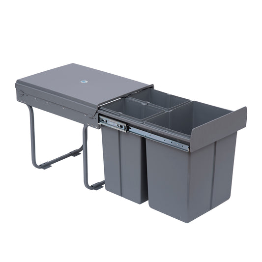Cubo De Lixo De Reciclagem Homcom Cinza Abs, Plástico Pp, Metal 48x34,2x41,8cm_0