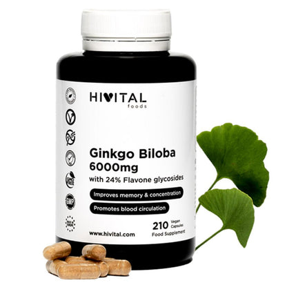 Ginkgo Biloba 6000 mg Hivital 210 cápsulas veganas