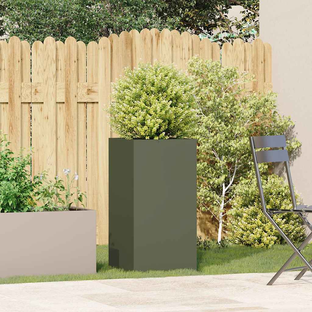 Jardinera De Acero Laminado En Frío Verde Oliva 40x40x80 Cm_2