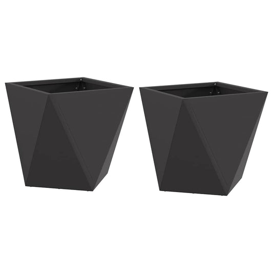Jardinera 2 Pcs Negro 30 X 30 X 30 Cm Acero_0