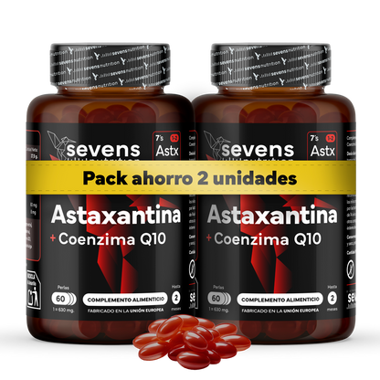 Pack 2x Astaxantina Con Coq10 Sevens Nutrition. Antioxidante Para Energía Y Piel Sana._0