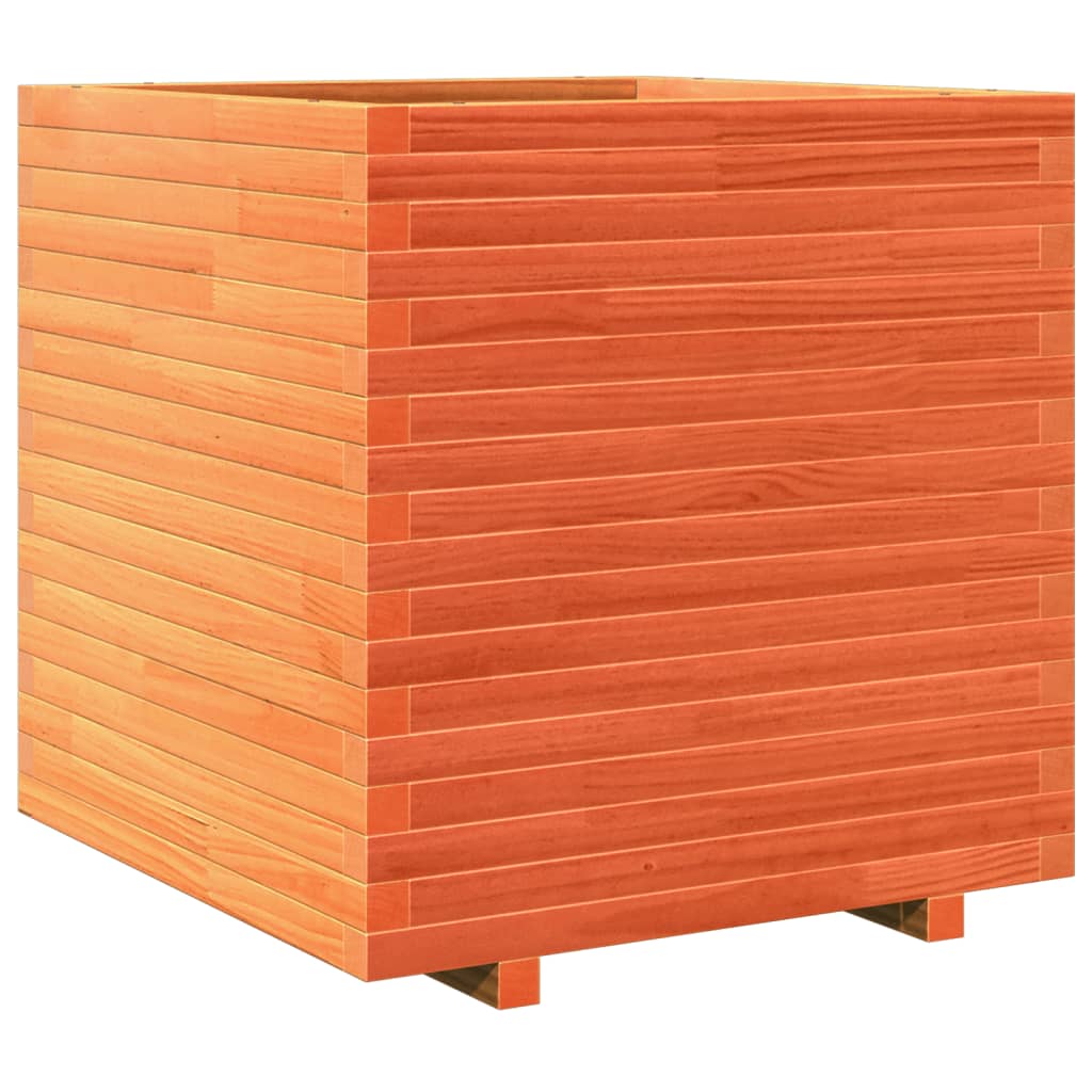 Jardinera Madera Maciza De Pino Marrón Cera 70x70x72 Cm_0