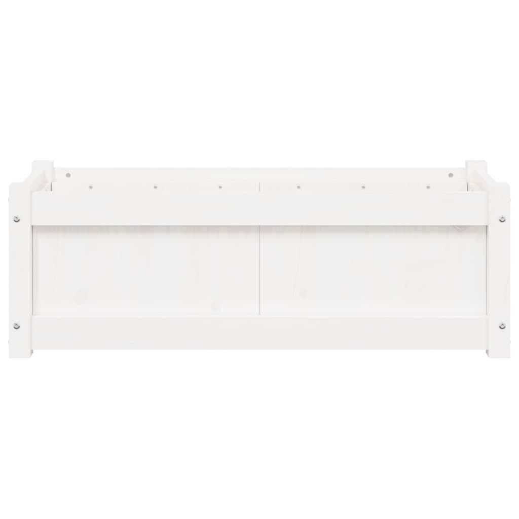Jardinera De Madera Maciza De Pino Blanca 90x31x31 Cm_4