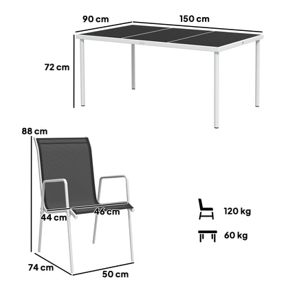 Outsunny Conjunto De Comedor De Exterior Con 1 Mesa 6 Sillas Apilables Negro_2