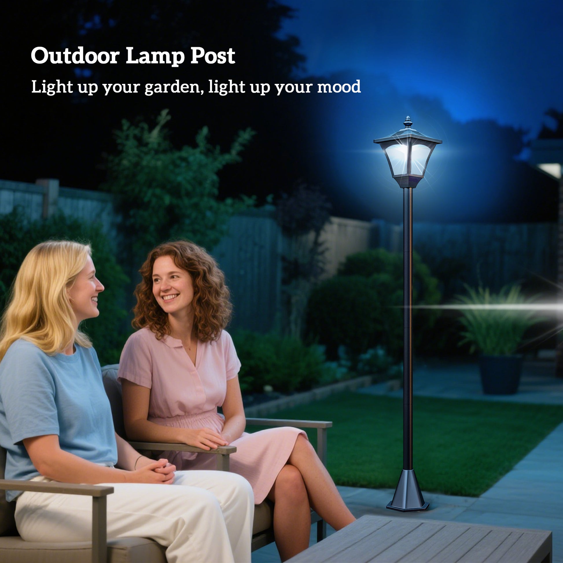 Outsunny Farol Solar De Jardín Ip44 Con Luces Inteligentes Led Exteriores_4