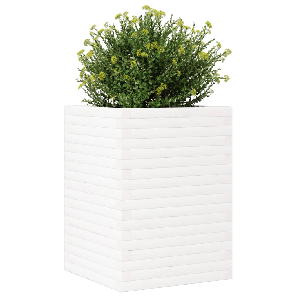 Jardinera Madera Maciza De Pino Blanco 50x50x68,5 Cm_3