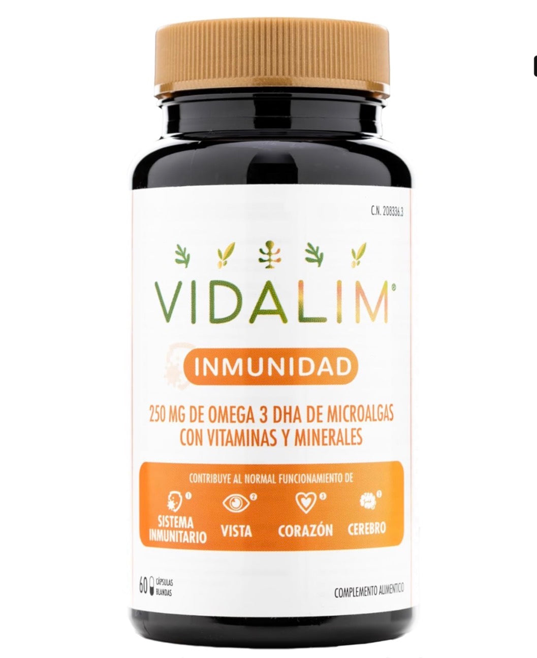 VIDALIM INMUNIDAD PACK 2ª UNIDAD 50%. Omega 3 microalgas 250 mg DHA, Vitaminas y Minerales – Pack 120 Cápsulas_1