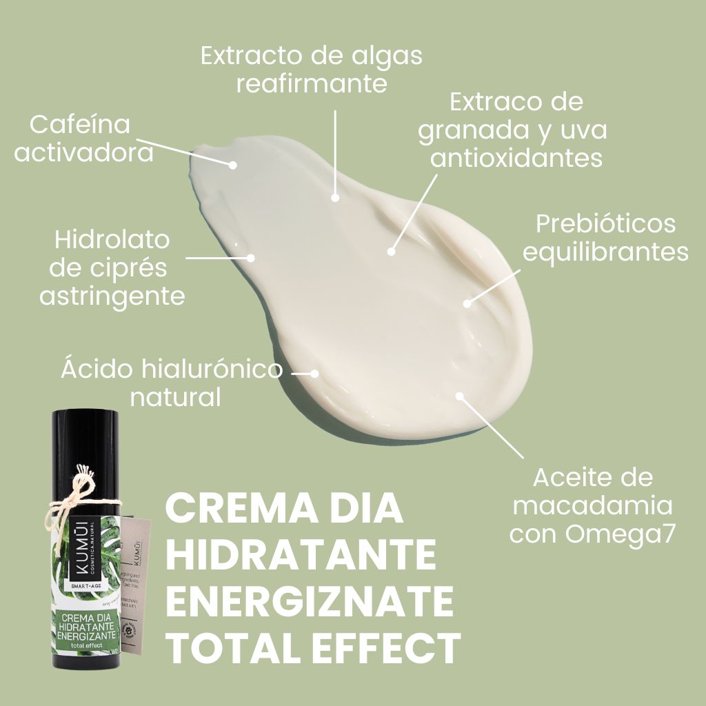 Crema Día Facial Antiedad Energizante Total Effect - Con Prebióticos, Acido Hialuronico y Algas Reafirmantes KUMUI 30ml_3