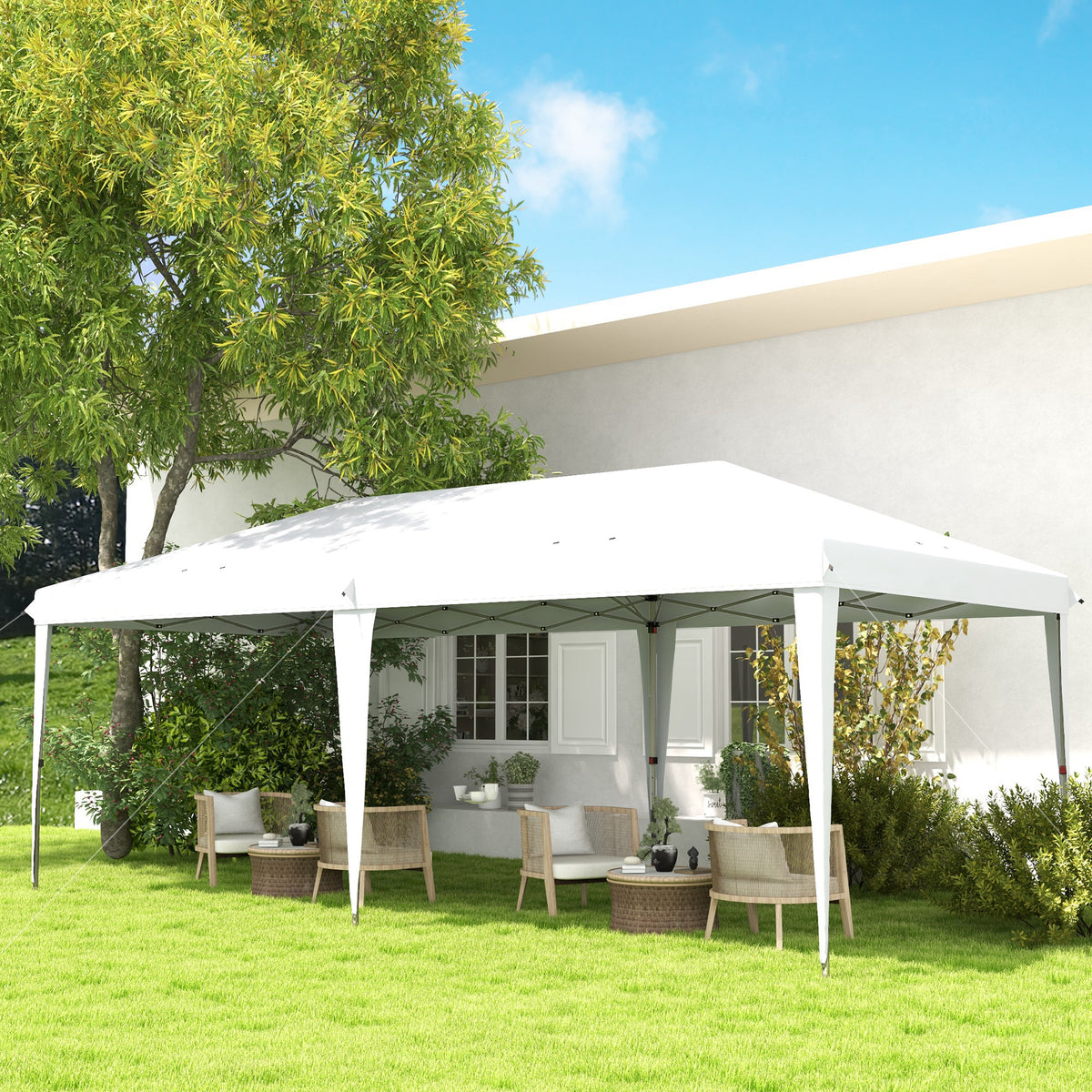 Outsunny Carpa Plegable 6x3 M Con Altura Ajustable Anti-uv Blanco_3