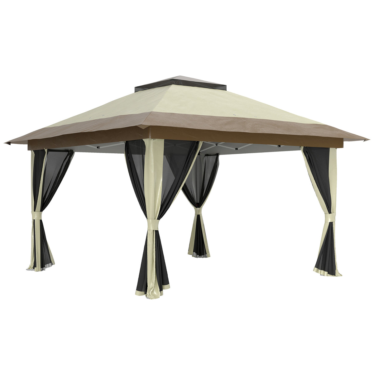 Outsunny Carpa Plegable 3,6x3,6 M Con 4 Paredes Laterales De Malla Anti-uv Crema_0