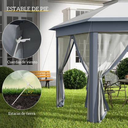 Carpa Plegable Outsunny Poliéster, Metal Gris 405x340x285 Cm_5