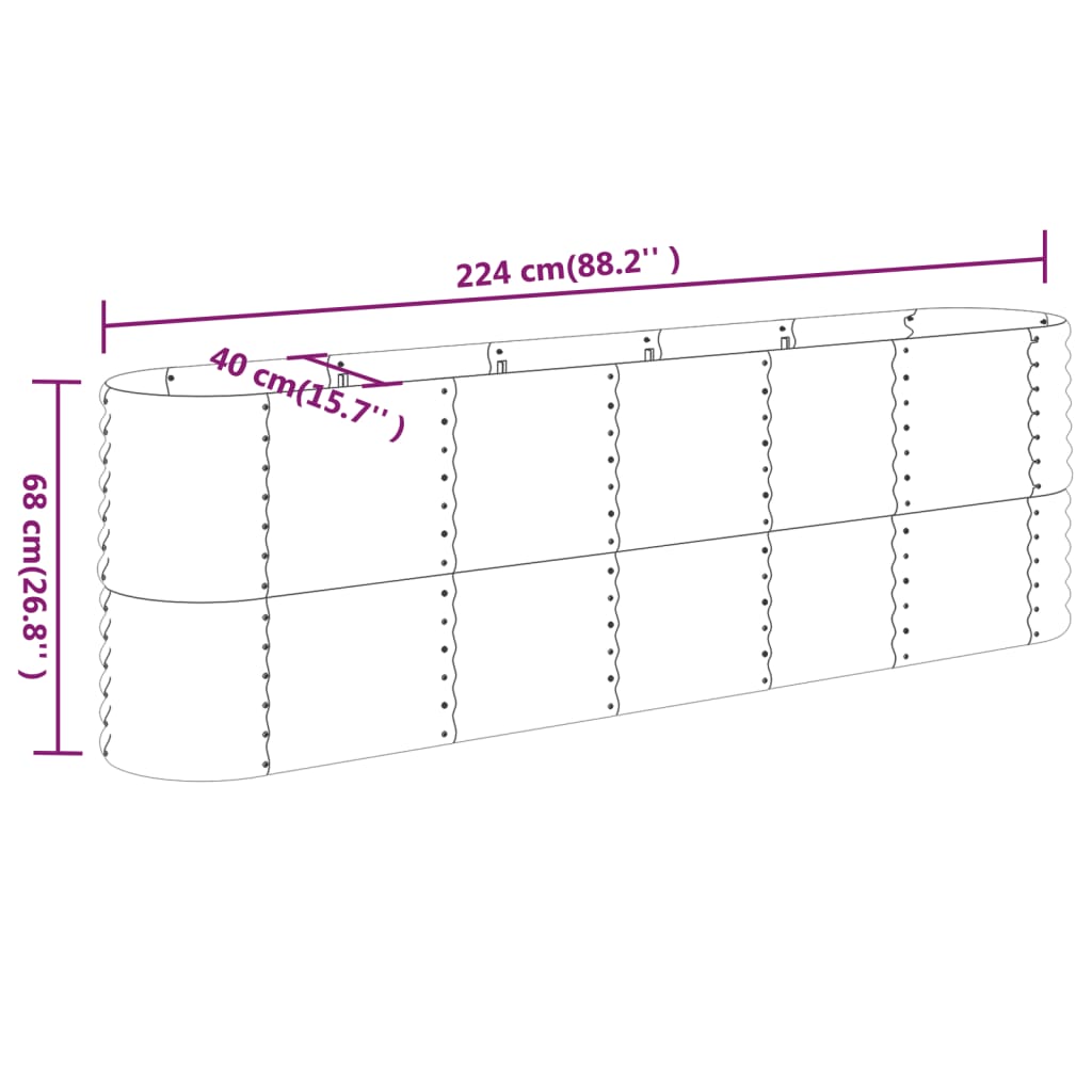 Jardinera Arriate Acero Galvanizado Gris 224x40x68 Cm_5