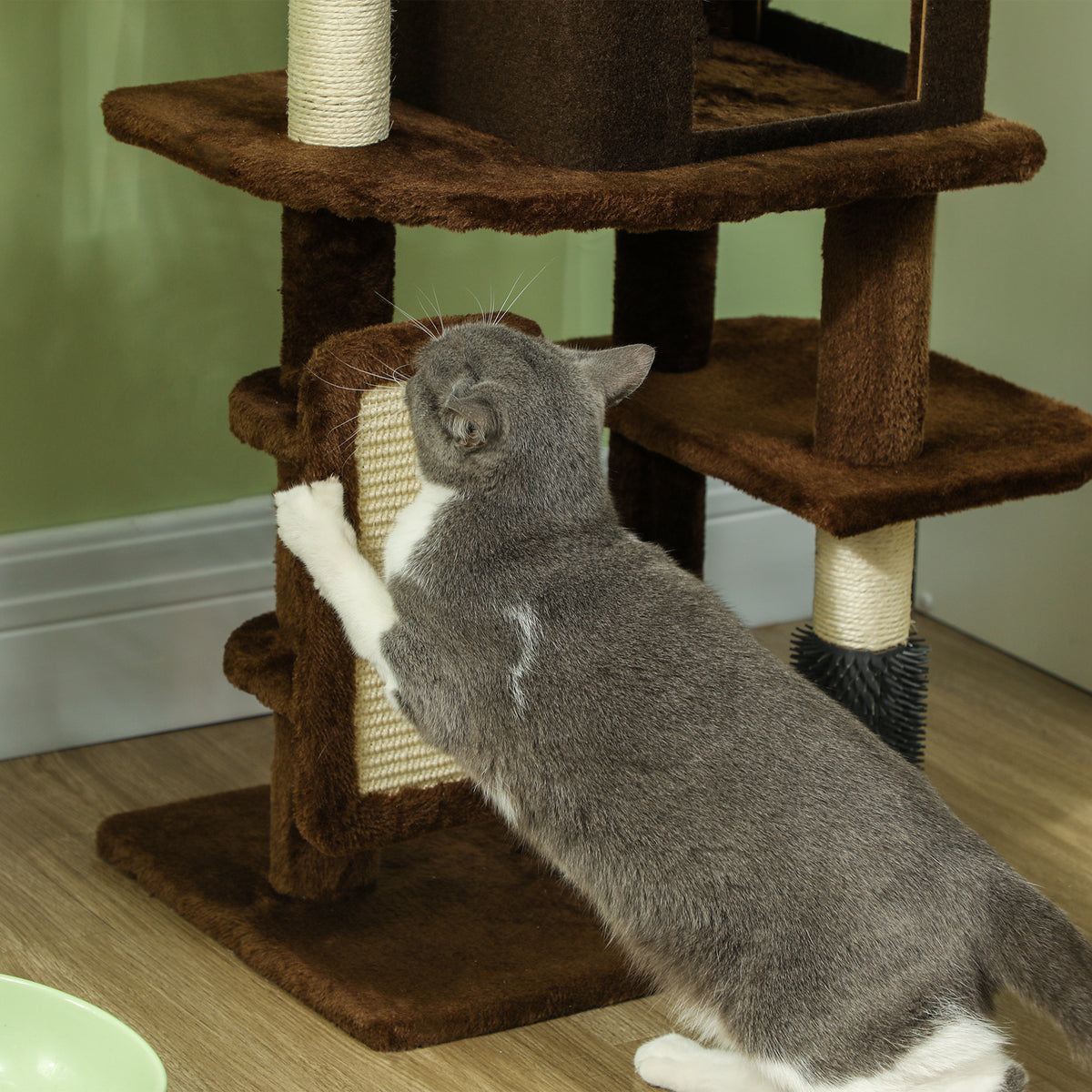 Pawhut Árbol Rascador Para Gatos Altura 104cm Con Almohadilla Para Rascar Marrón_4