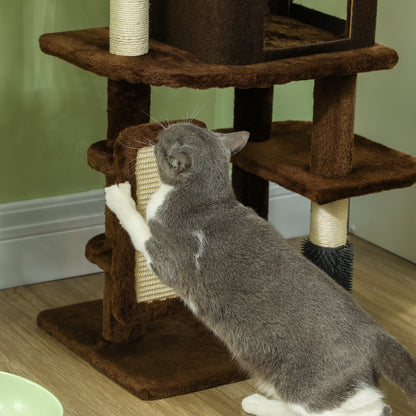 Pawhut Árbol Rascador Para Gatos Altura 104cm Con Almohadilla Para Rascar Marrón_4