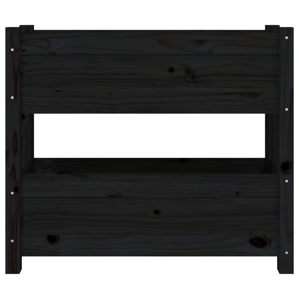 Jardinera De Madera Maciza De Pino Negro 77x25x66 Cm_4
