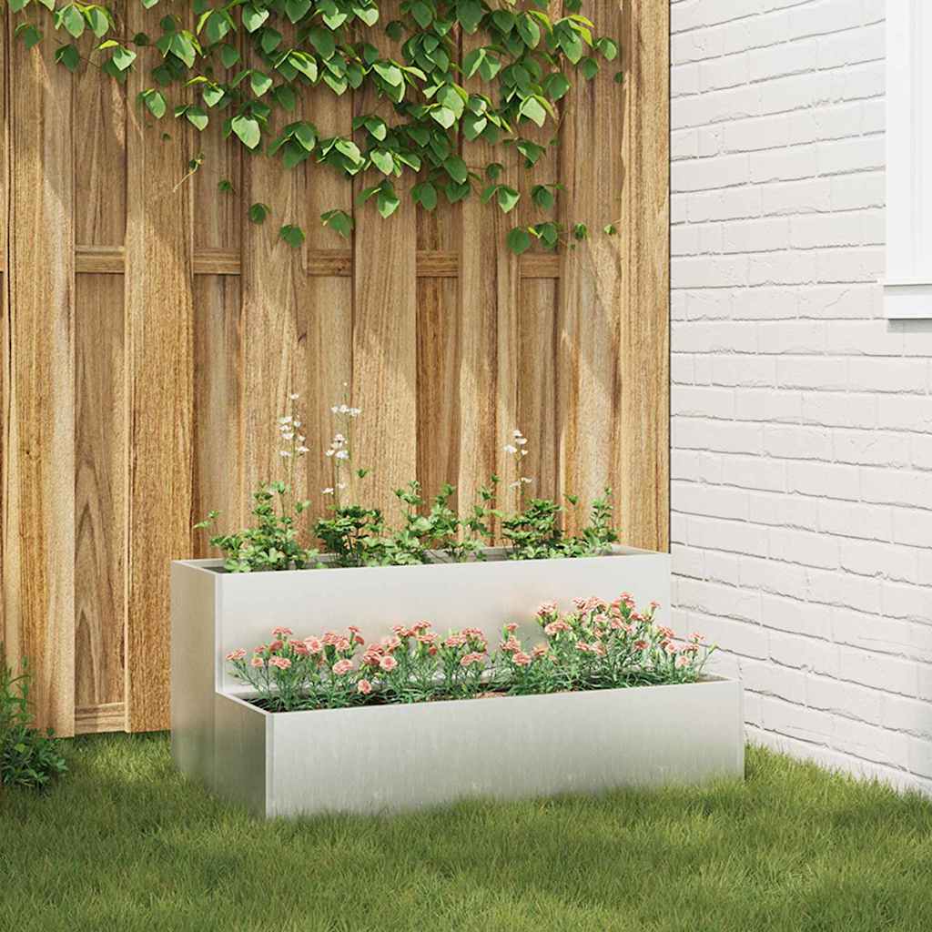 Macetero De Jardín Plateado 100 X 60 X 45 Cm Acero Inoxidable_1