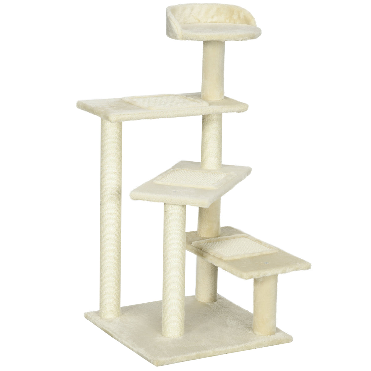 Pawhut Árbol Para Gato Rascador Grande 50x50x100 Cm Con Poste Cama Plataformas_0