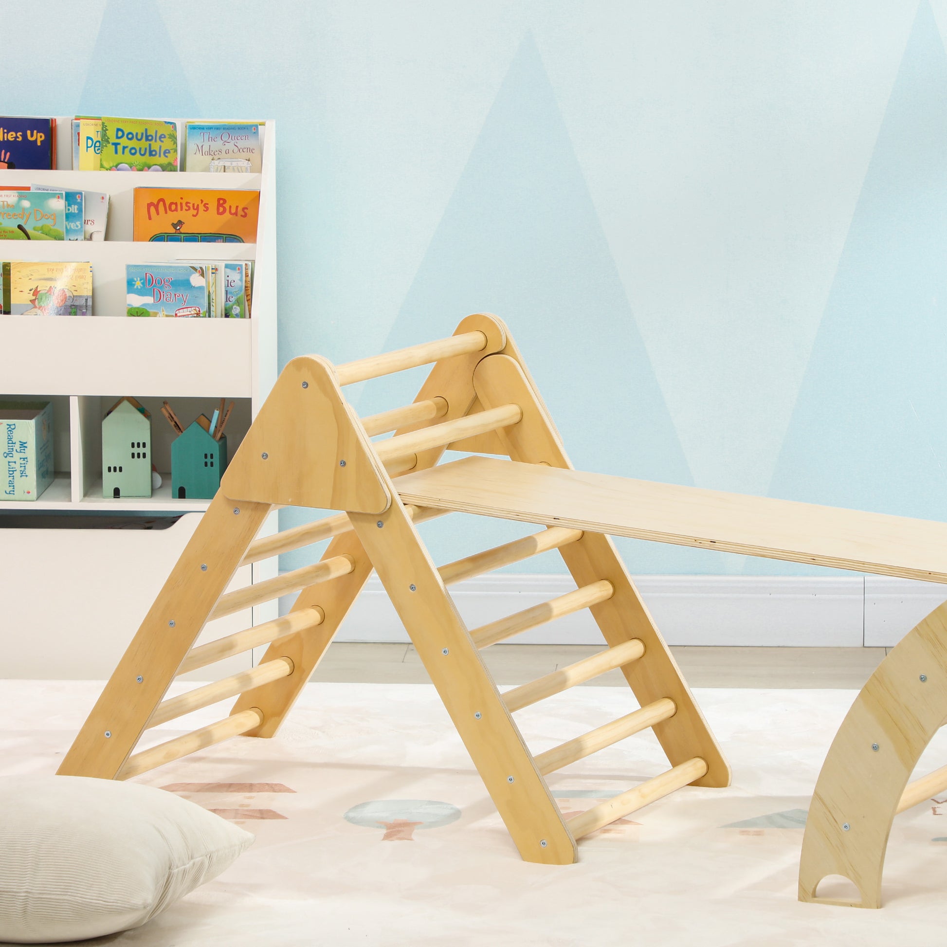 Aiyaplay Triángulo De Escalada De Madera Con Rampa Escalador De Arco Natural_4
