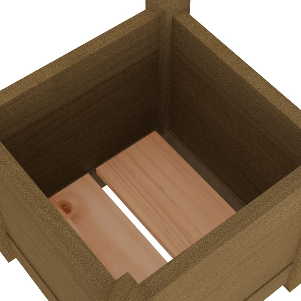 Jardinera De Madera Maciza De Pino Marrón 31x31x31 Cm_5