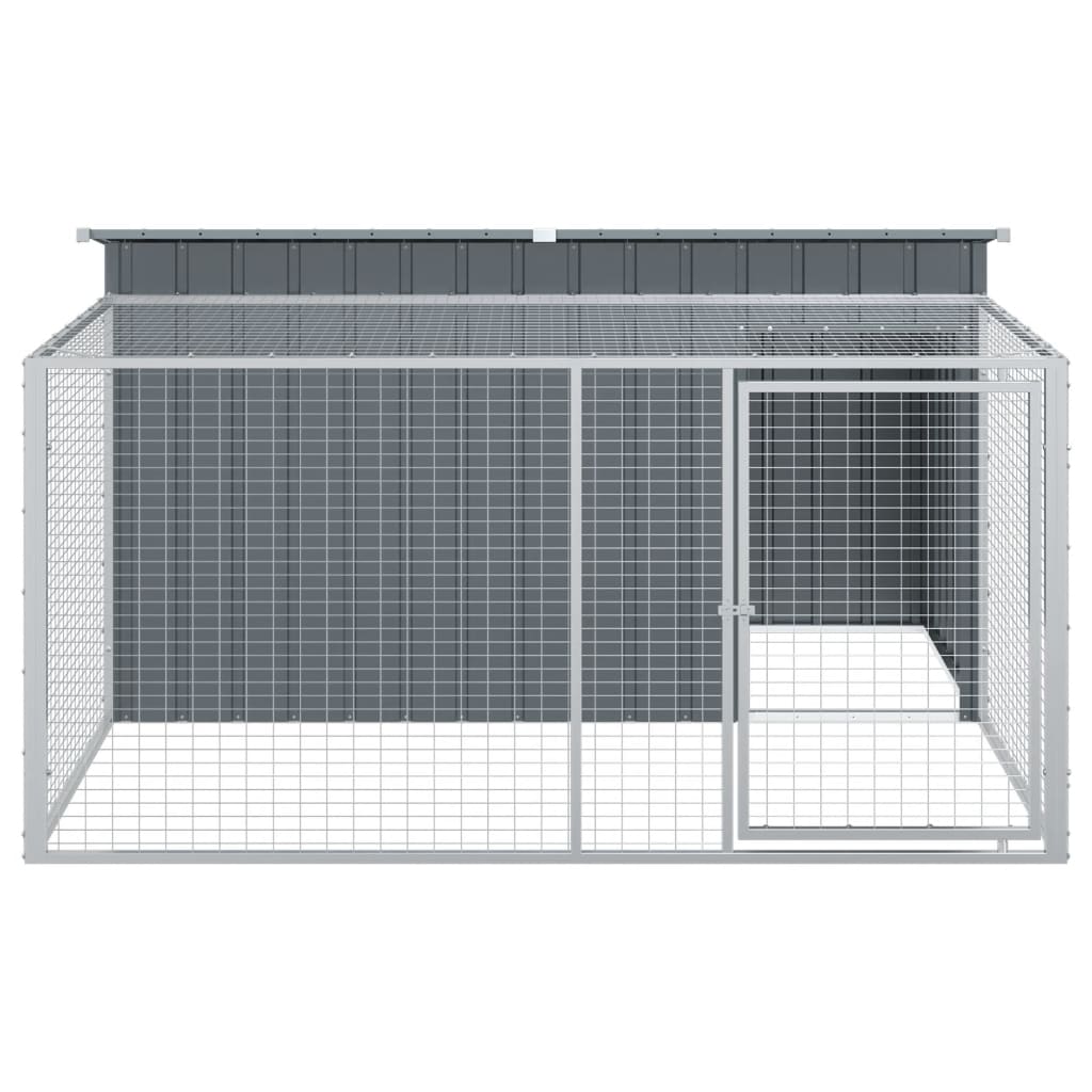 Caseta Para Perro Con Corral Antracita 197x194x110 Cm Acero Galvanizado_4