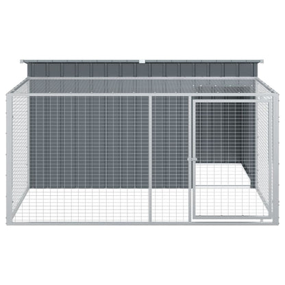 Caseta Para Perro Con Corral Antracita 197x194x110 Cm Acero Galvanizado_4