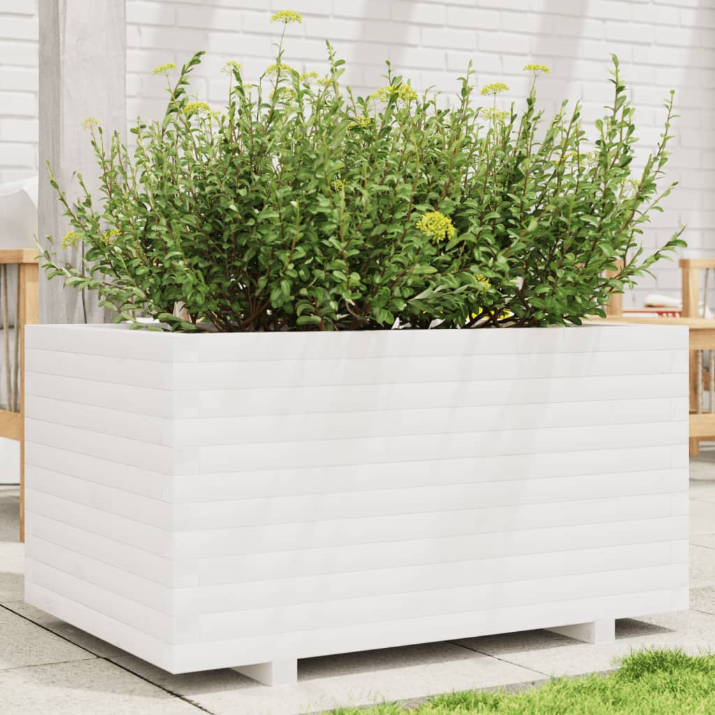 Jardinera Madera Maciza De Pino Blanco 90x60x49,5 Cm_1