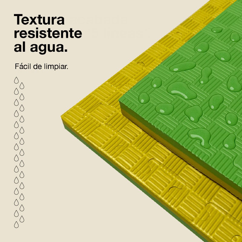 Jowy Tatami Puzzle 2,5cm 100x100cm, Pack 4 Unidades – Superficie 5 Líneas Amarillo/verde_4