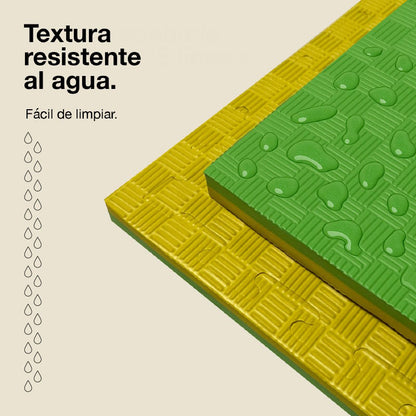 Jowy Tatami Puzzle 2,5cm 100x100cm, Pack 4 Unidades – Superficie 5 Líneas Amarillo/verde_4