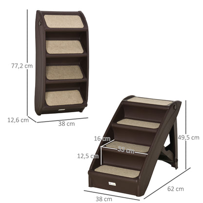 Pawhut Escalera Plegable Para Mascotas 4 Peldaños Con Alfombras Antideslizantes_2