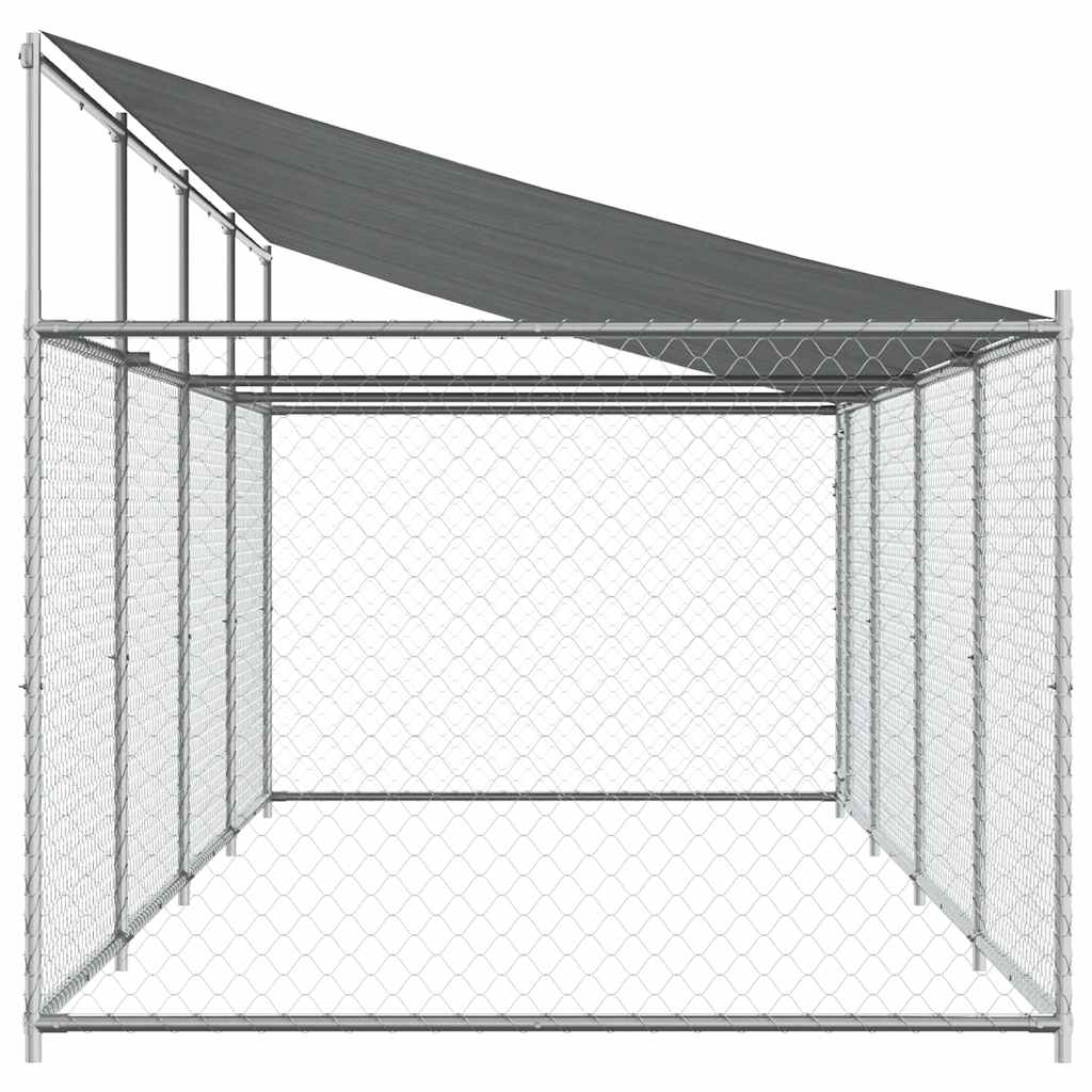 Jaula De Perros Techo Y Puerta Acero Galvanizado Gris 8x2x2 M_4
