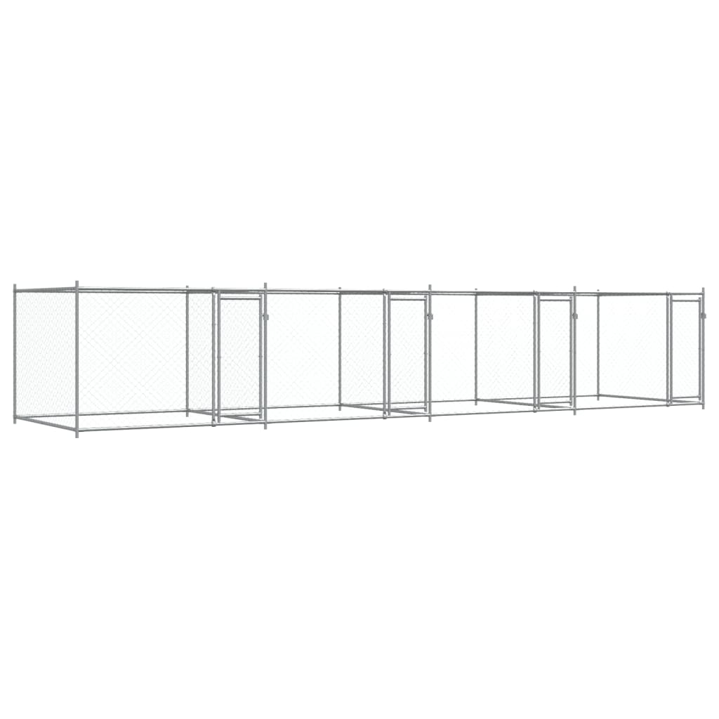 Jaula De Perros Con Puertas Acero Galvanizado Gris 8x2x1,5 M_0
