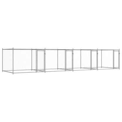 Jaula De Perros Con Puertas Acero Galvanizado Gris 8x2x1,5 M_0