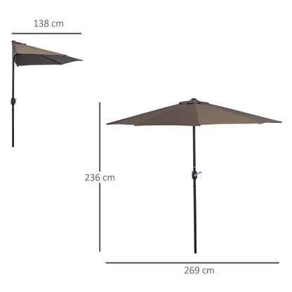 Outsunny Sombrilla Parasol Jardín Con Manivela Semicircular Exterior 269x138x236_2