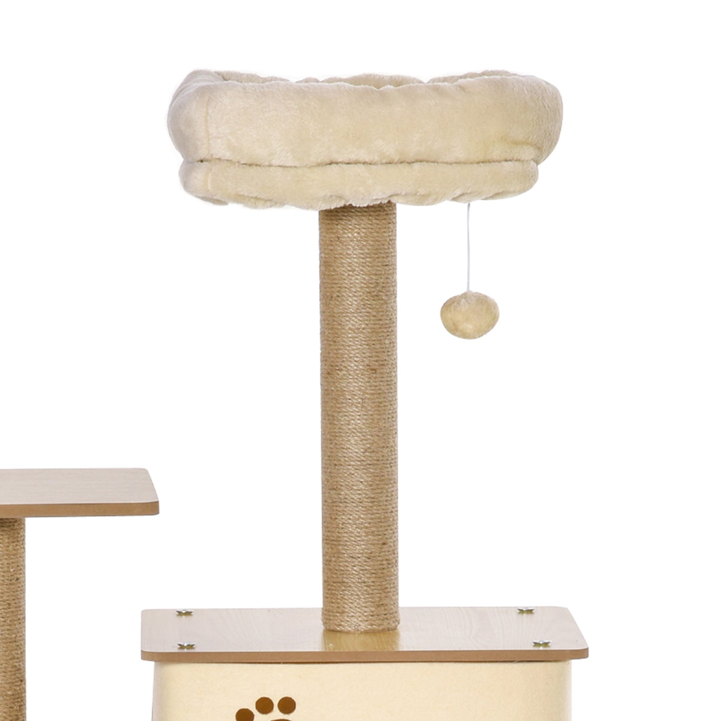 Pawhut Árbol Rascador Para Gatos Con Plataformas Hamaca Escalera Cueva 60x40x130_3