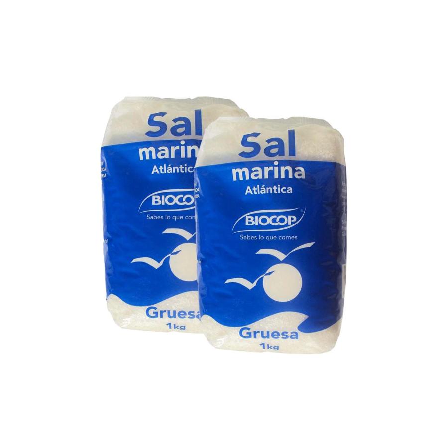 Pack 2x Sal marina atlantica gruesa Biocop 1kg