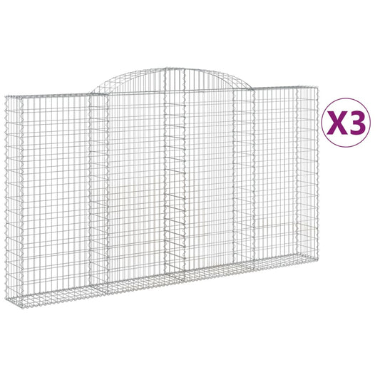 Cestas De Gaviones 3 Uds Forma De Arco Hierro 300x30x160/180 Cm_0