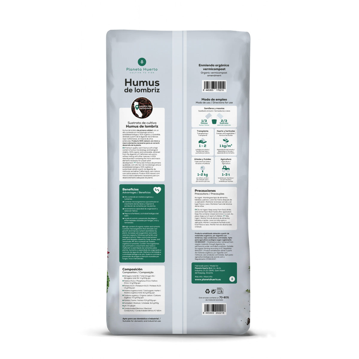 Humus de Lombriz 100% Natural Planeta Huerto 42 L