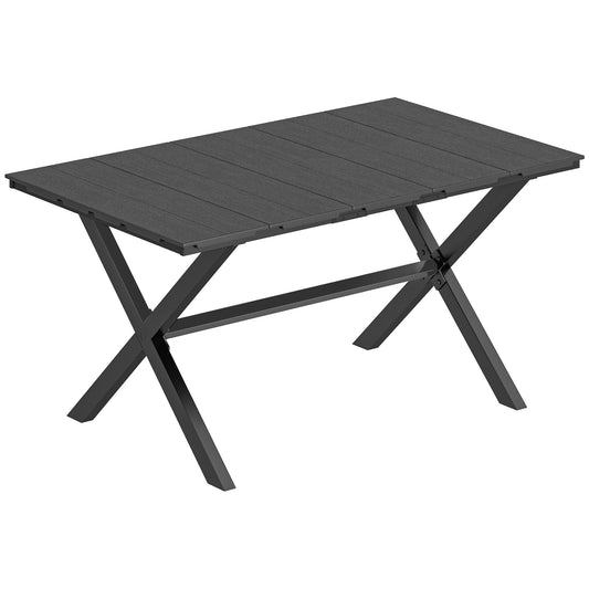 Mesa Comedor Jardín Outsunny Hdpe, Metal Negro 150x90x74 Cm_0