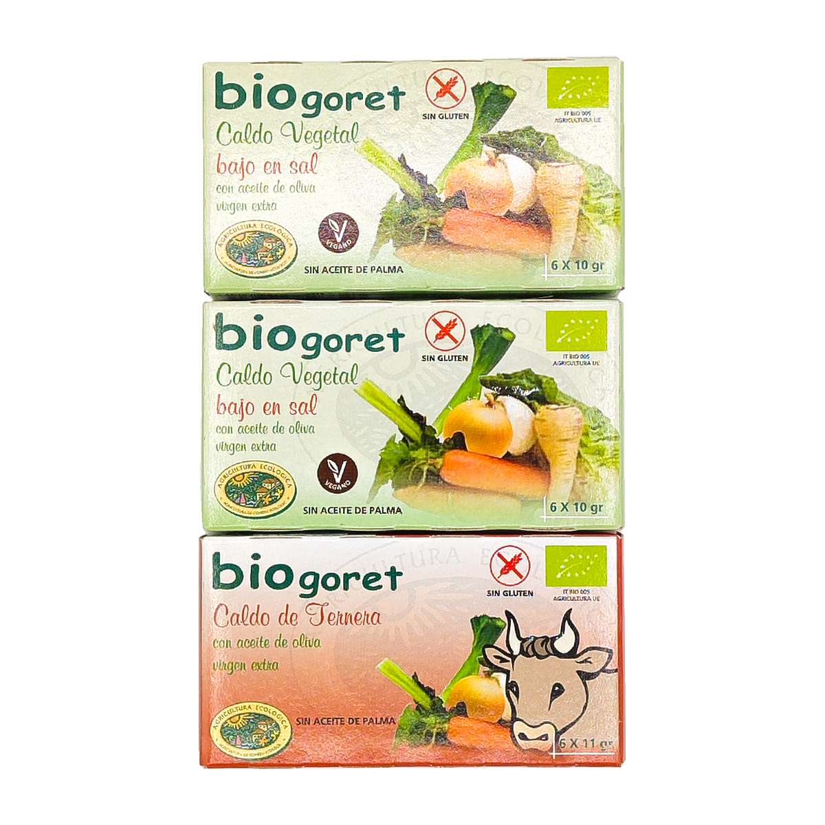 Pack 3 Cubitos Caldo Verduras Bajo En Sal Y Ternera Eco Biogoret_0