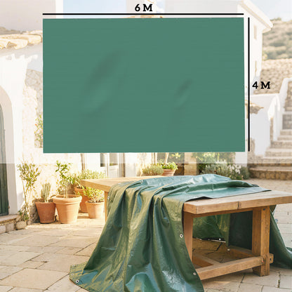 Outsunny Lona Impermeable Exterior 4x6 M Pe Resistente A Rasgaduras 90 G/m²_2