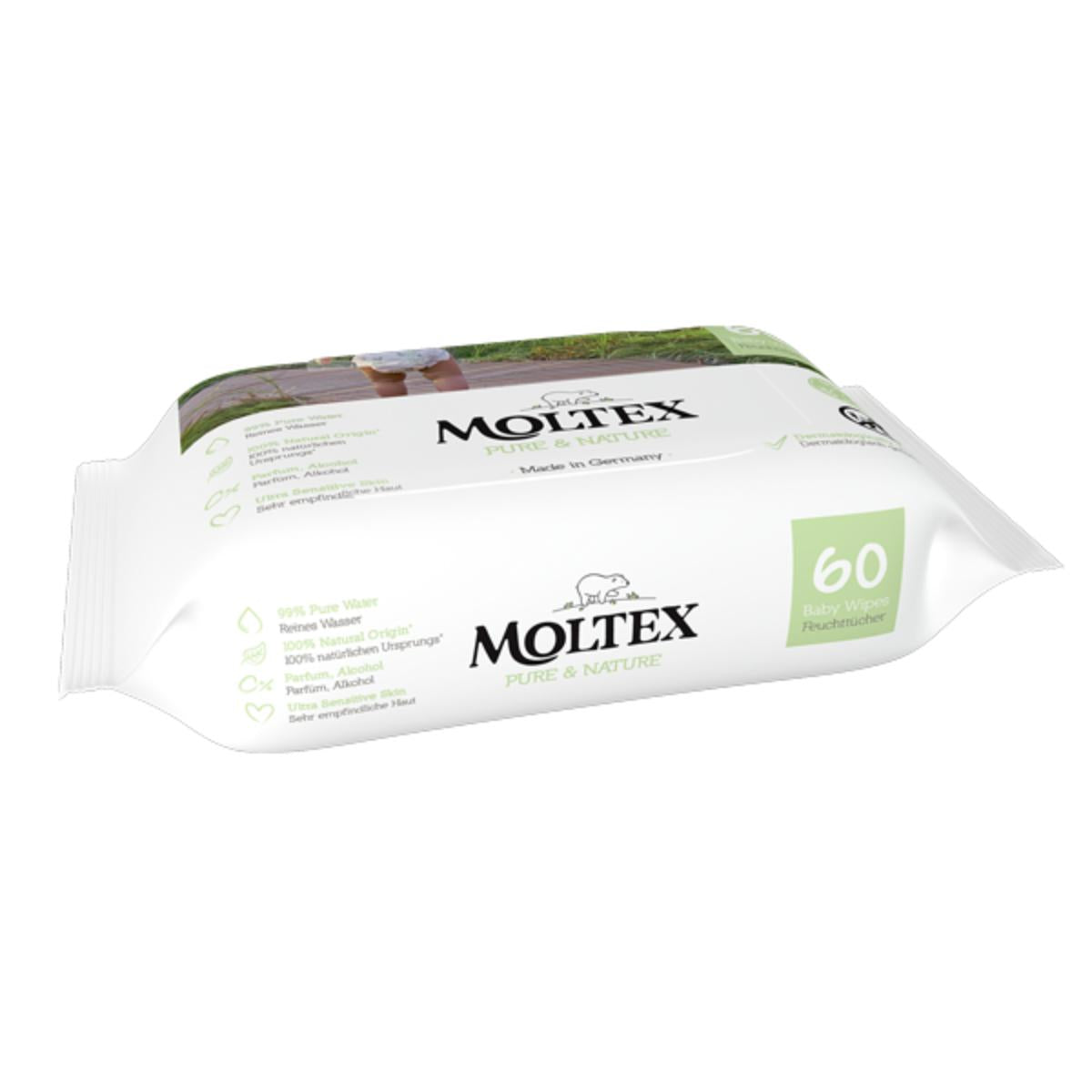Pack 12 x Toallitas de bebé Moltex Pure & Nature 60 Uds